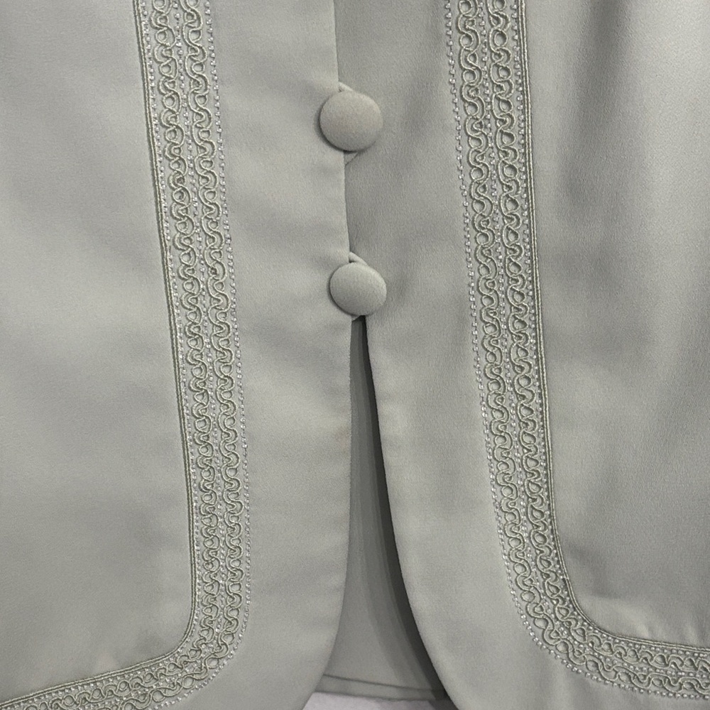 Vintage Le Suit Pastel Green Jacket and Skirt Suit with Beaded Trim 16W - Picture 5 of 8